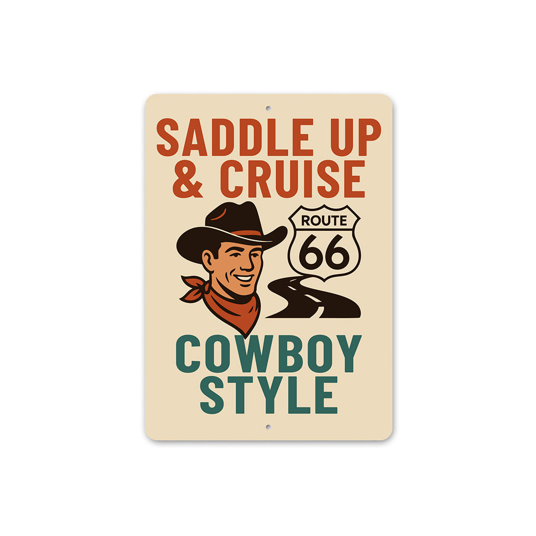 Saddle Up And Cruise Cowboy Style Route 66 Sign