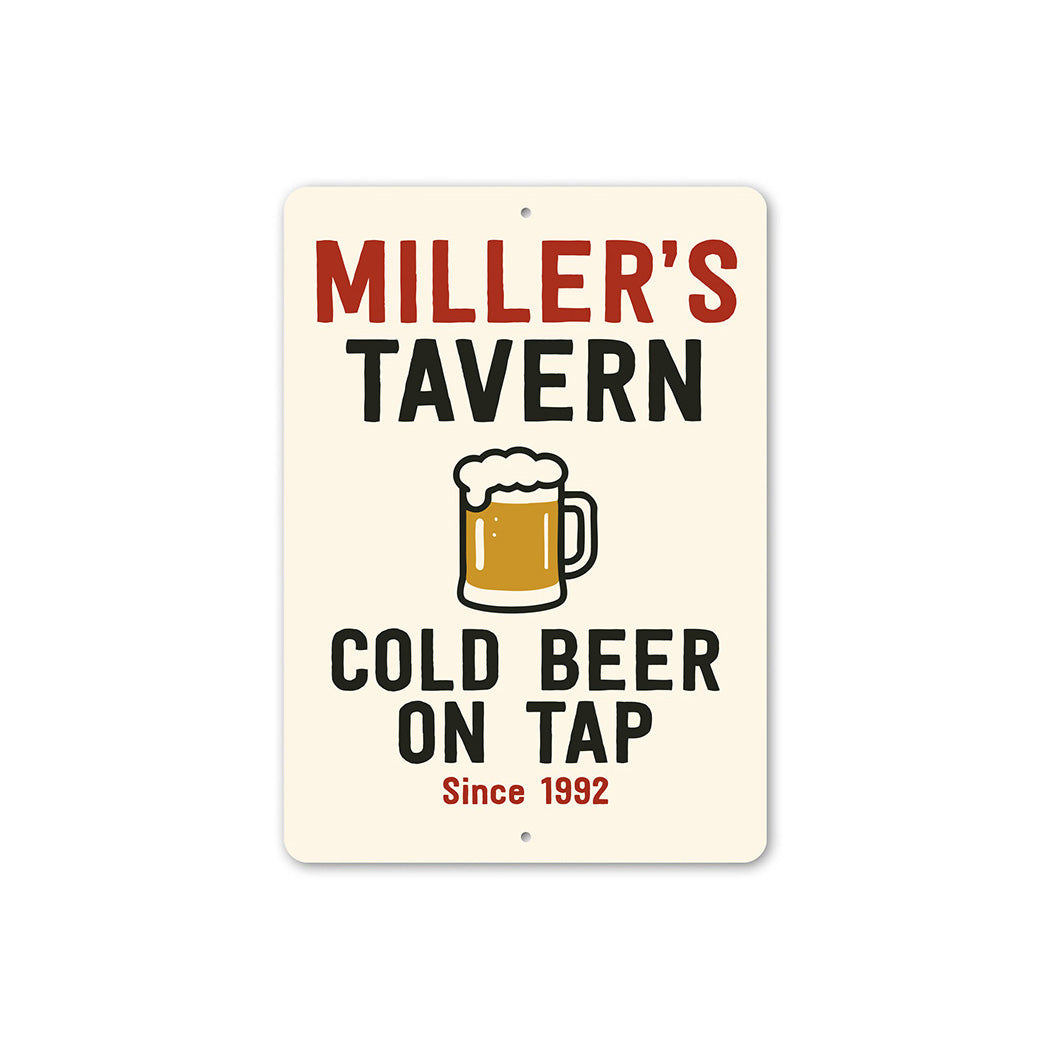 Personalized Tavern Cold Beer On Tap Since Year Sign