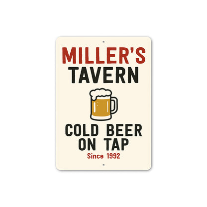 Personalized Tavern Cold Beer On Tap Since Year Sign