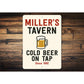 Personalized Tavern Cold Beer On Tap Since Year Sign