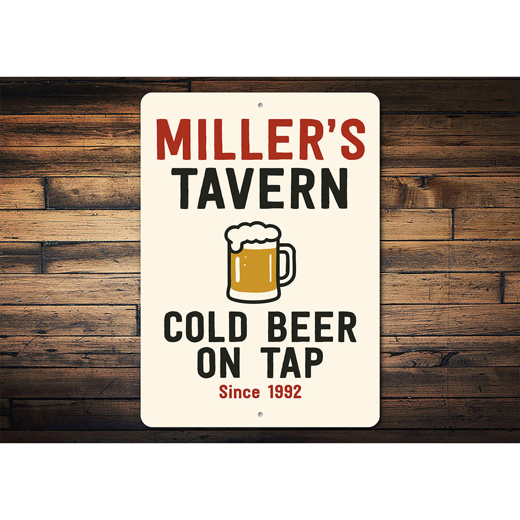 Personalized Tavern Cold Beer On Tap Since Year Sign