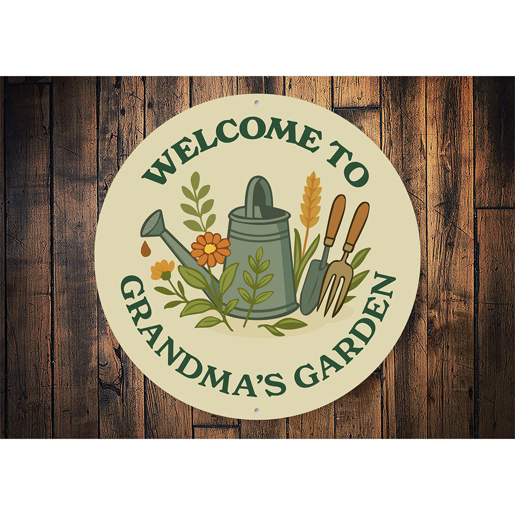 Welcome to Grandma's Garden Round Sign