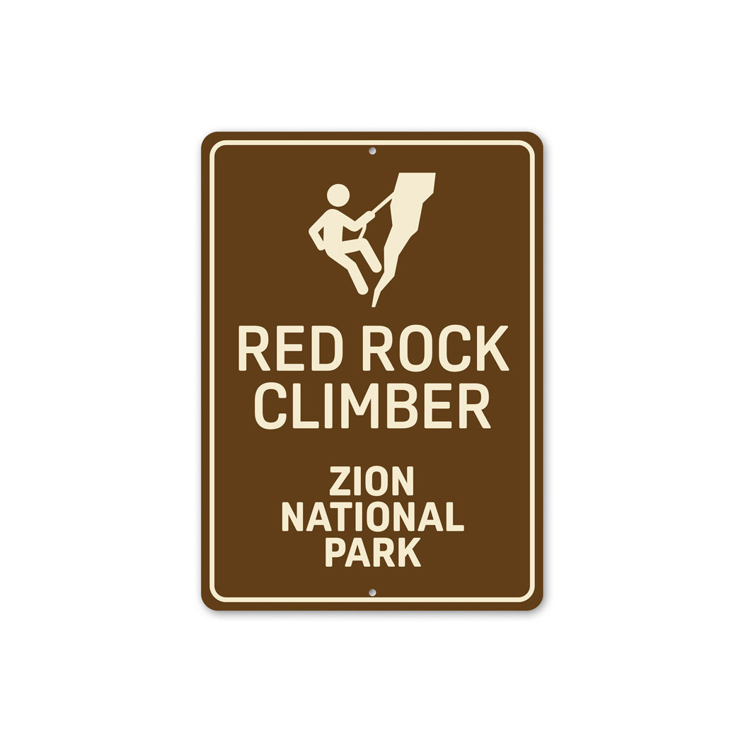 Red Rock Climber Rappelling Sign