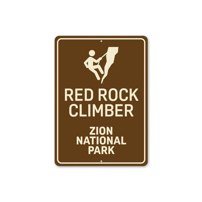 Red Rock Climber Rappelling Sign