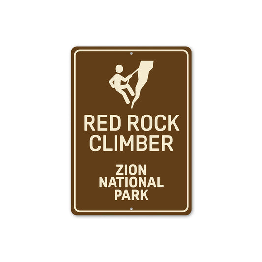 Red Rock Climber Rappelling Sign