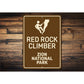 Red Rock Climber Rappelling Sign