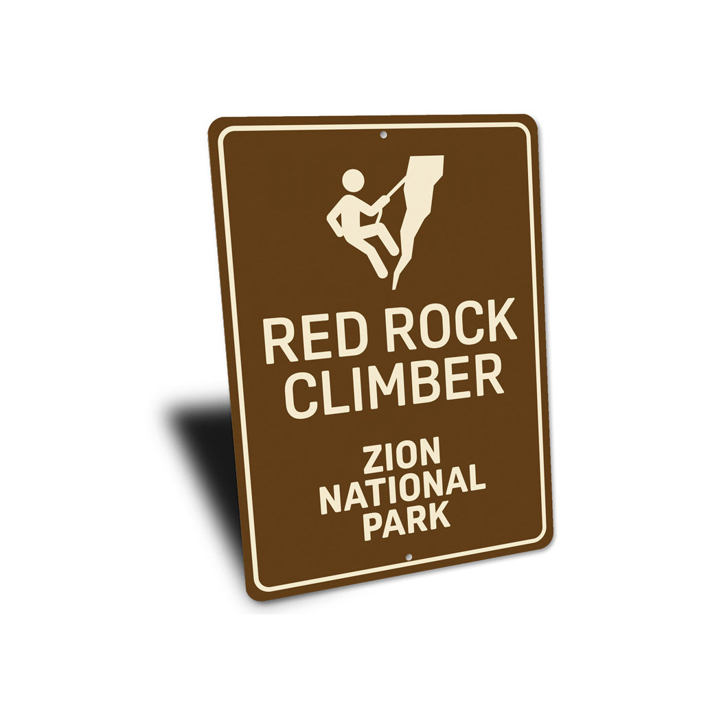 Red Rock Climber Rappelling Sign