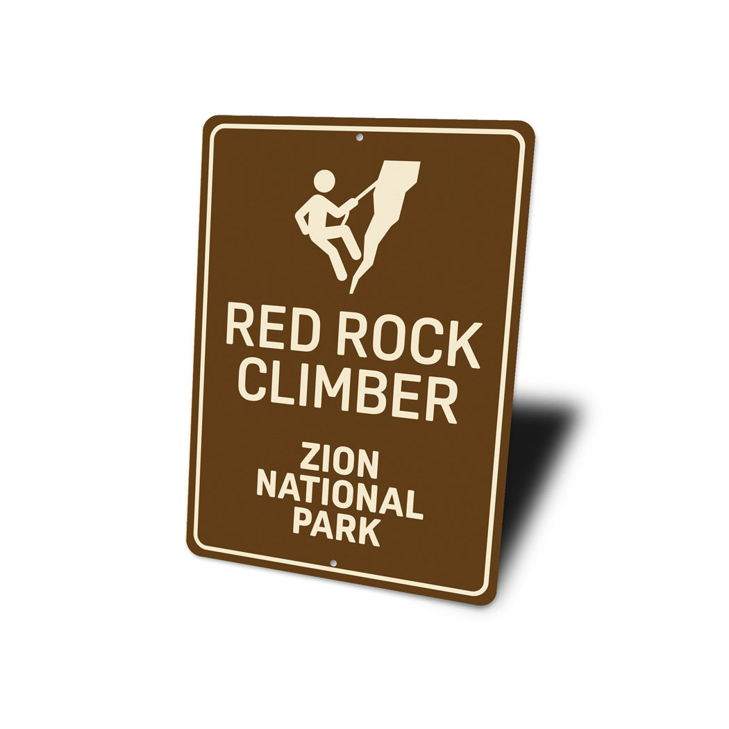 Red Rock Climber Rappelling Sign