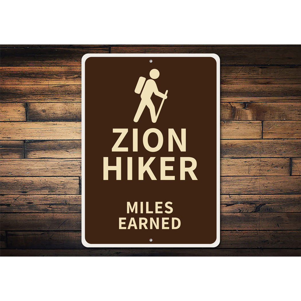 Zion Hiker Miles Earned Sign
