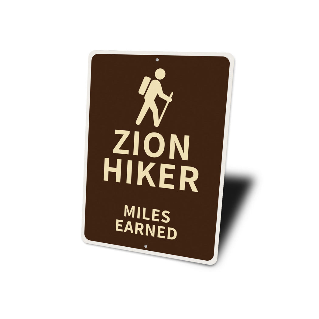 Zion Hiker Miles Earned Sign