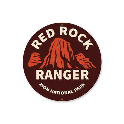 Zion National Park Red Rock Ranger Round Sign