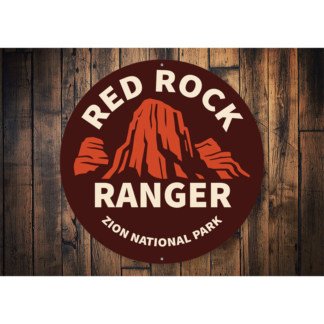 Zion National Park Red Rock Ranger Round Sign