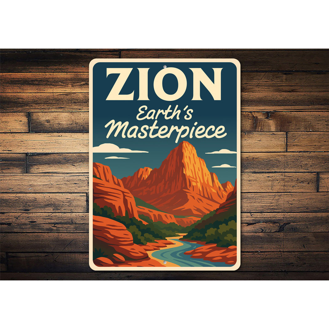 Earth's Red Hued Masterpiece Park Sign