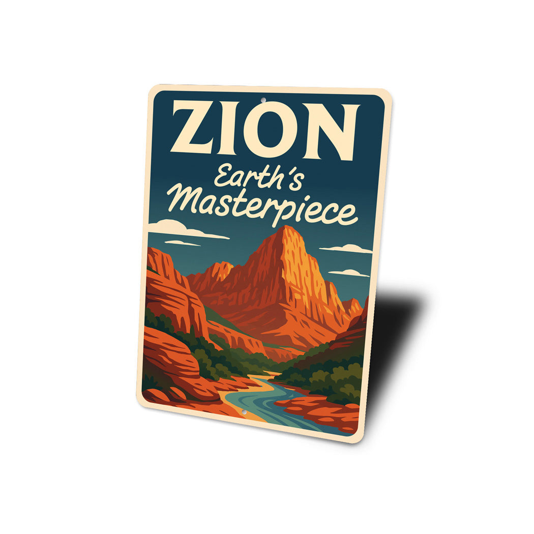 Earth's Red Hued Masterpiece Park Sign