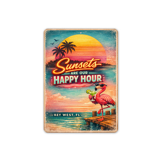 Sunsets Are Our Happy Hour Key West Florida Sign