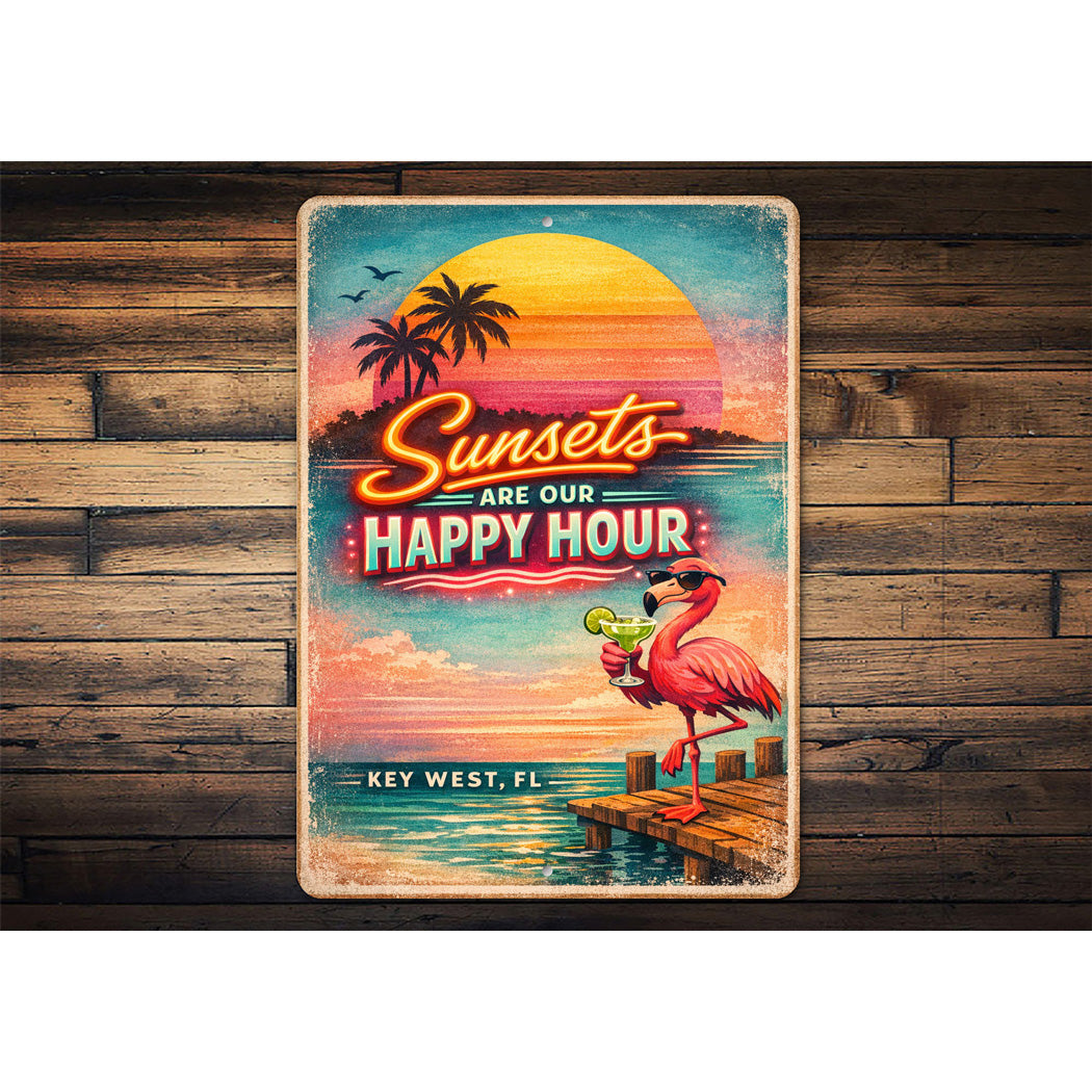 Sunsets Are Our Happy Hour Key West Florida Sign