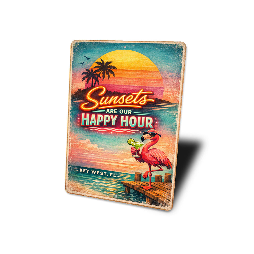 Sunsets Are Our Happy Hour Key West Florida Sign