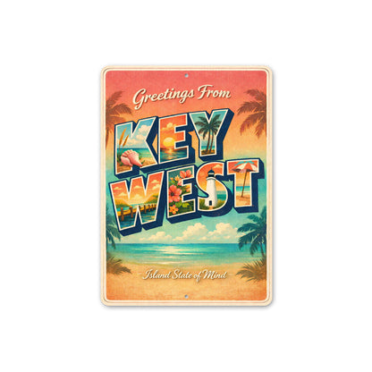 Greetings From Key West Island State Of Mind Sign