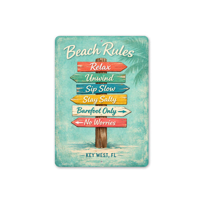 Beach Rules Relax Unwind Sip Slow Stay Salty Barefoot Only No Worries Sign