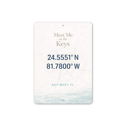 Meet Me In The Keys Key West Florida Coordinates Sign