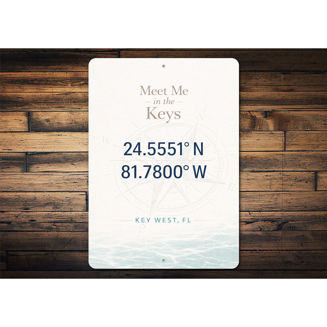Meet Me In The Keys Key West Florida Coordinates Sign