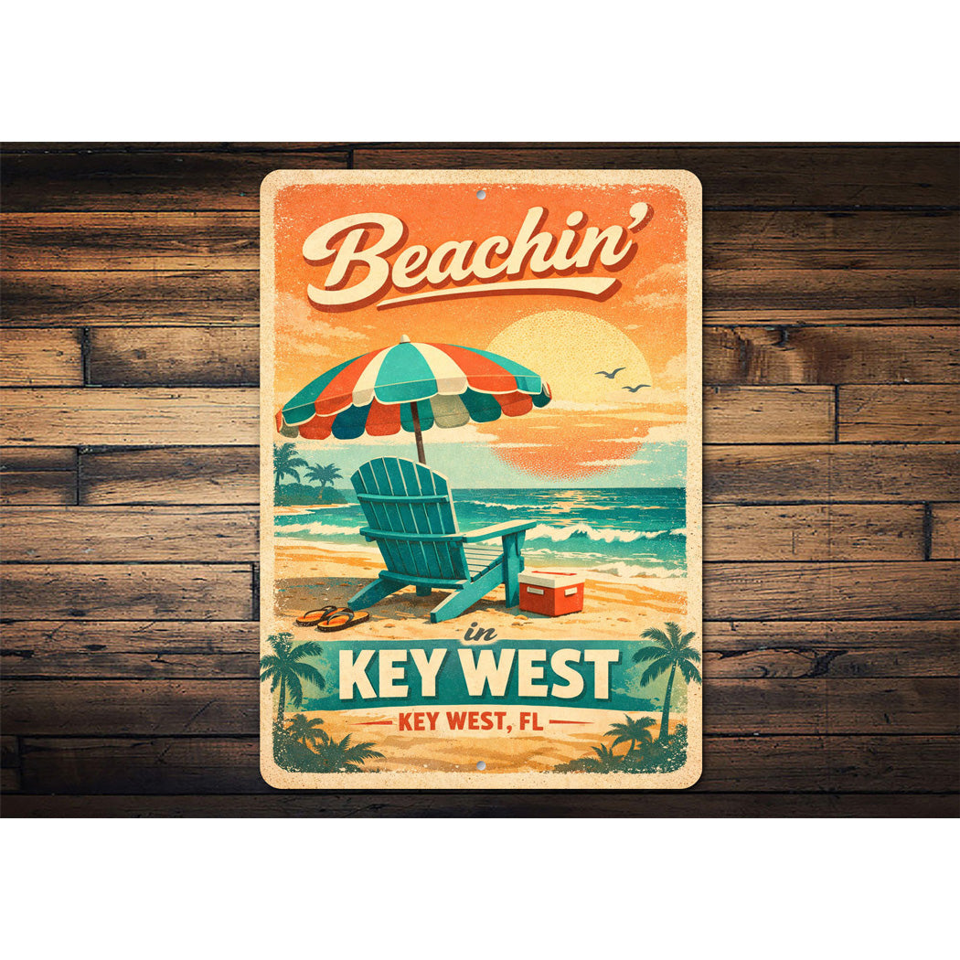 Beachin' In Key West Florida Beach Chair Sign