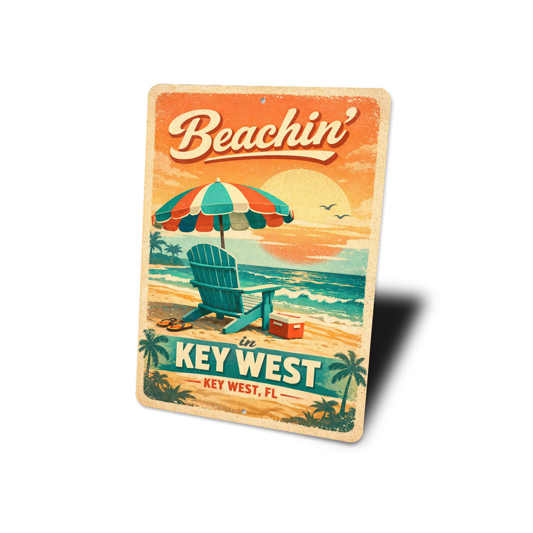 Beachin' In Key West Florida Beach Chair Sign
