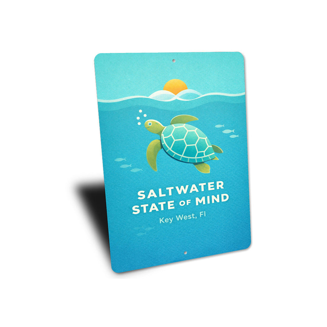 Saltwater State Of Mind Sea Turtle Key West Florida Sign