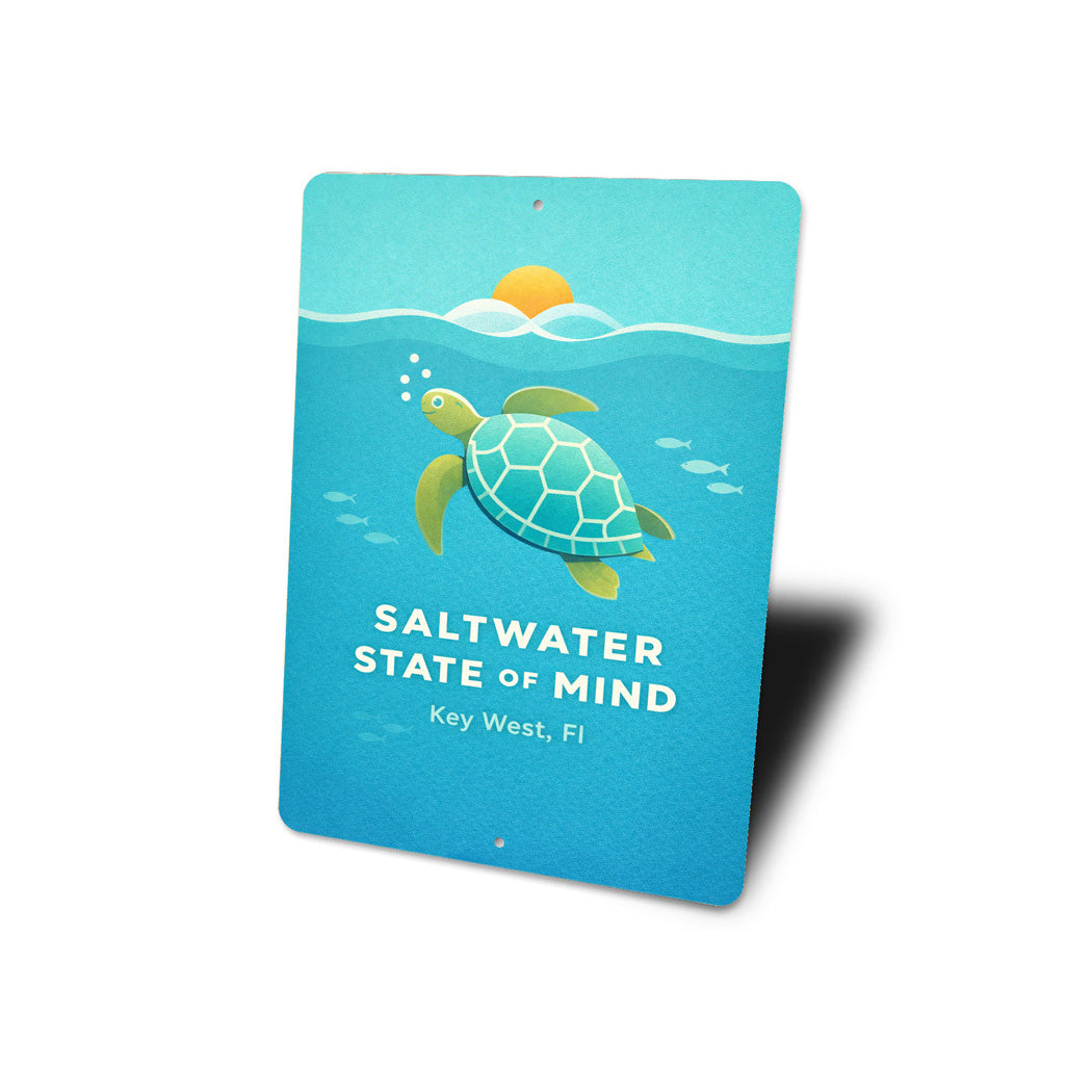 Saltwater State Of Mind Sea Turtle Key West Florida Sign