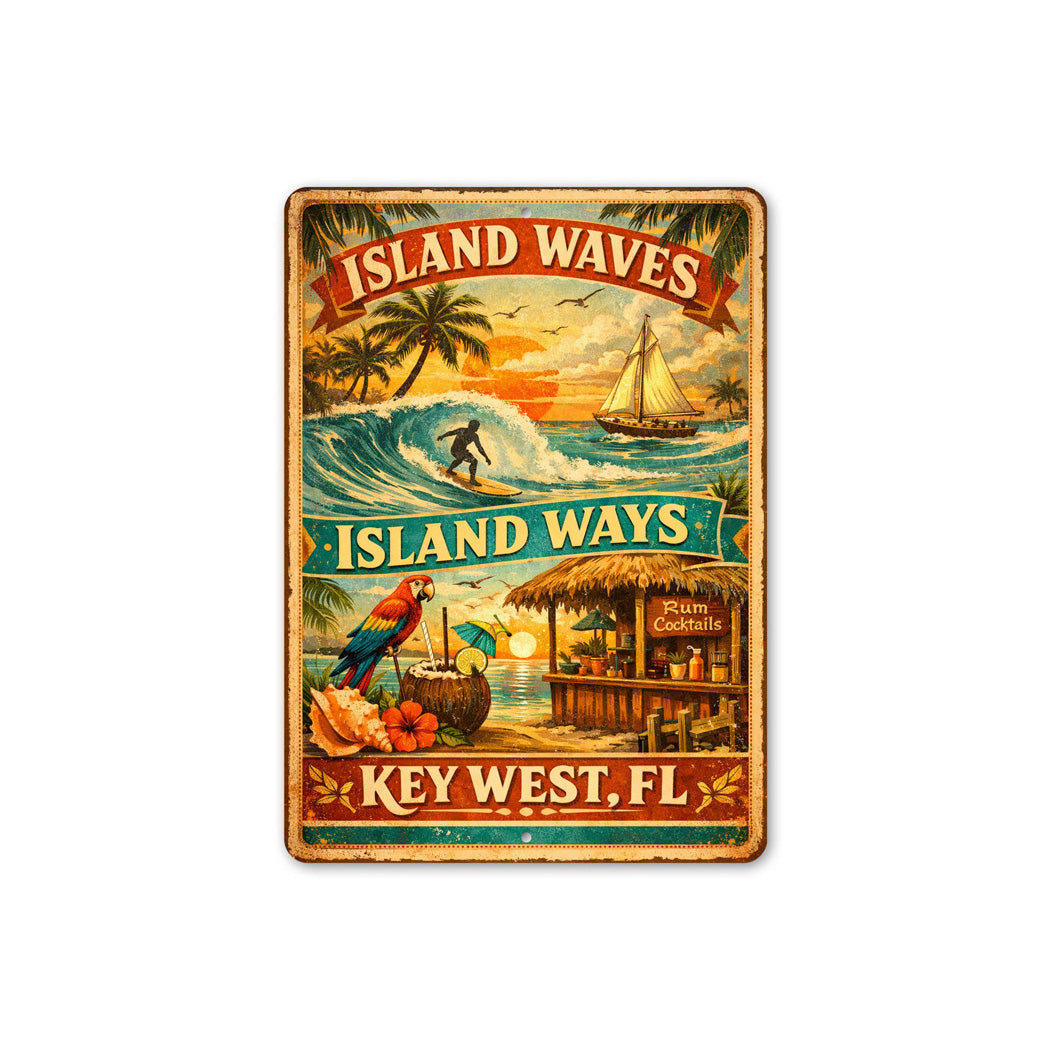Island Waves Ways Key West Florida Sign
