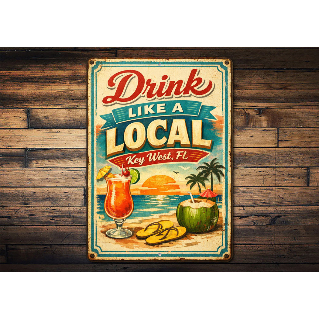 Drink Like A Local Tropical Drink Key West Florida Sign