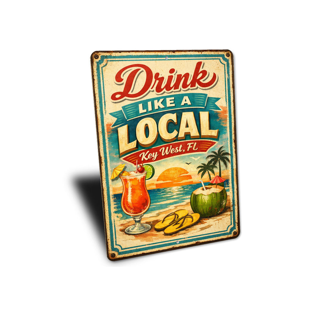 Drink Like A Local Tropical Drink Key West Florida Sign