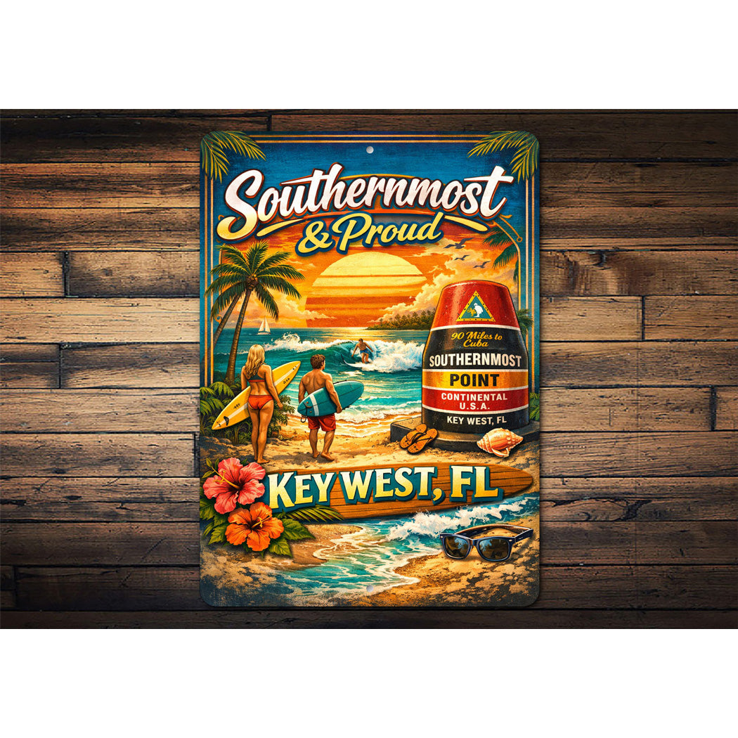 Southermost And Proud Key West Florida Novelty Sign
