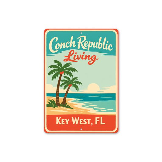 Conch Republic Living Key West Florida Palm Tree Sign