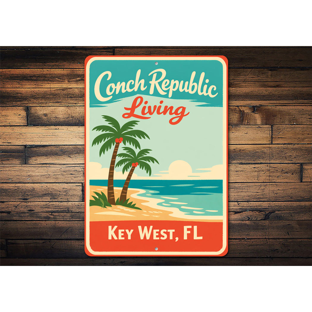Conch Republic Living Key West Florida Palm Tree Sign