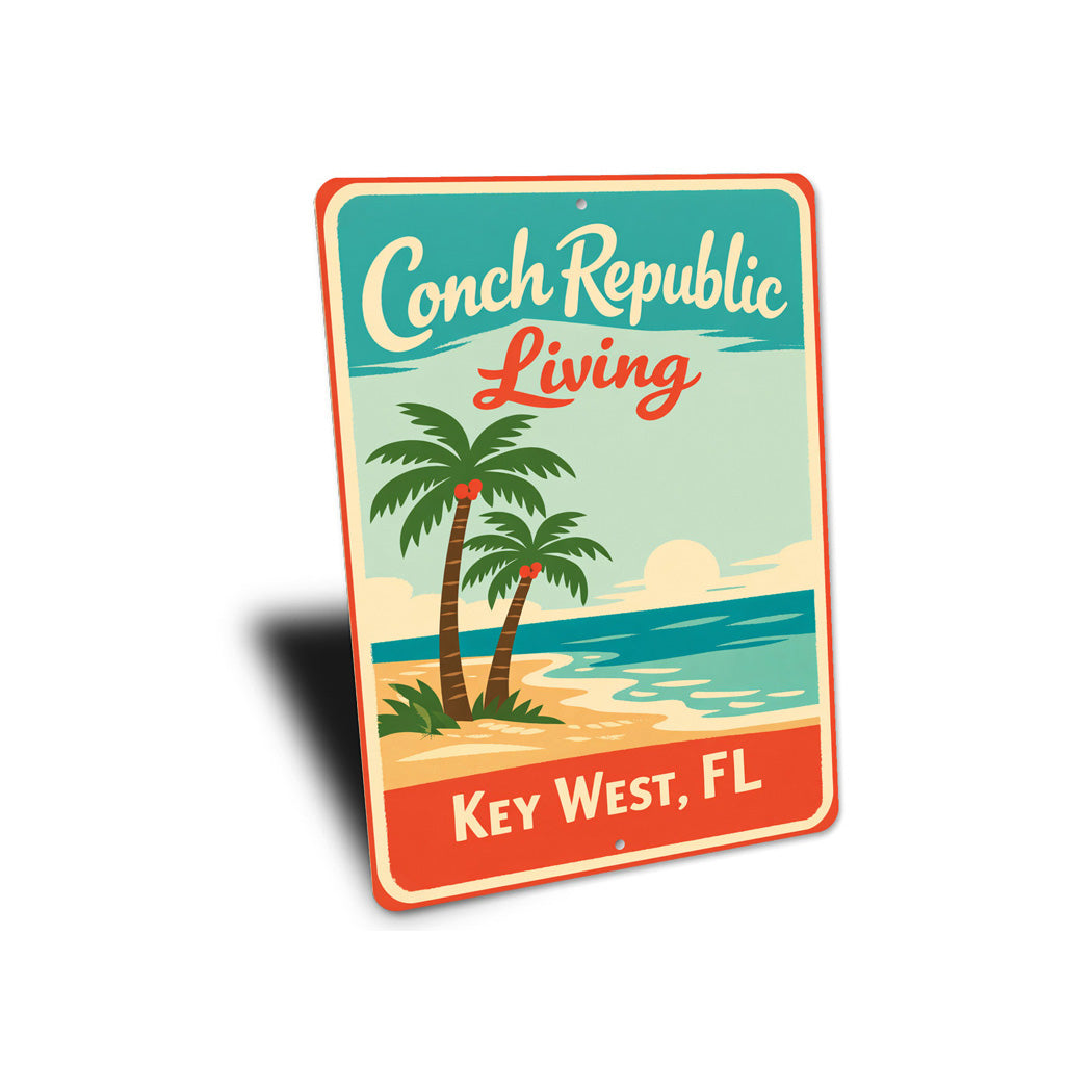Conch Republic Living Key West Florida Palm Tree Sign