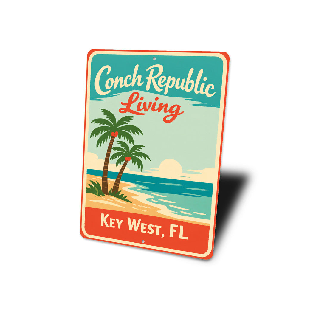 Conch Republic Living Key West Florida Palm Tree Sign
