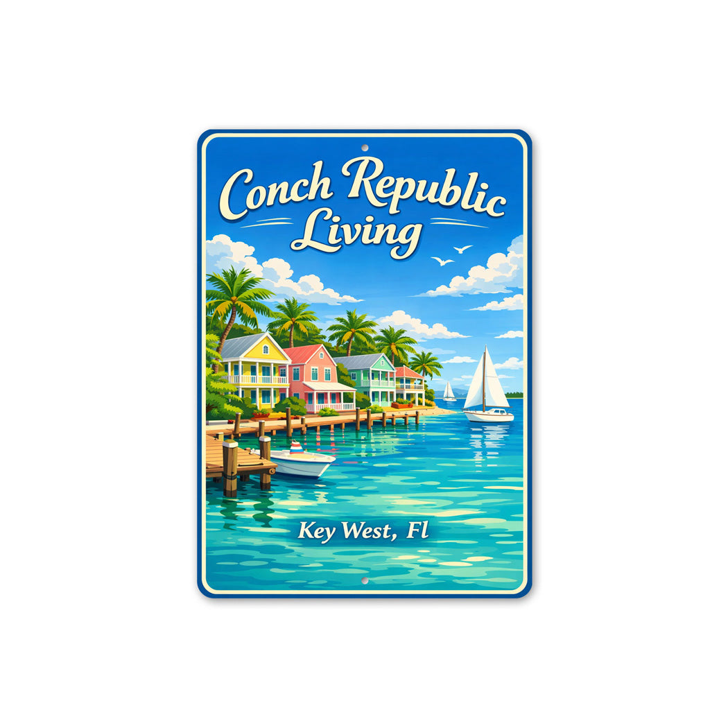Conch Republic Living Key West Florida Beach House Sign