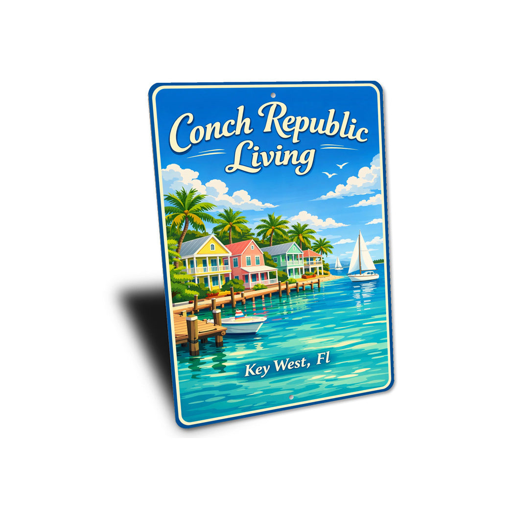 Conch Republic Living Key West Florida Beach House Sign