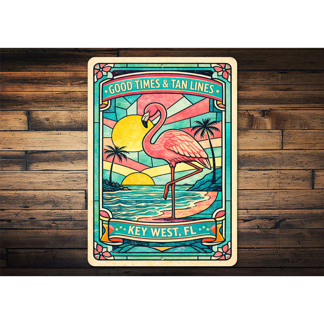 Good Times And Tan Lines Key West Flamingo Sign