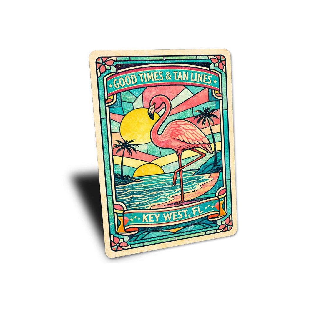 Good Times And Tan Lines Key West Flamingo Sign