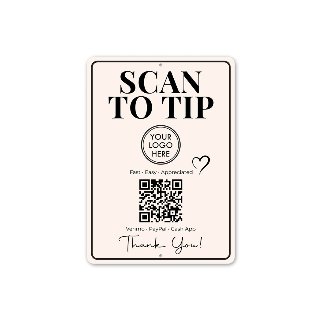 Scan To Tip QR Code Thank You Sign