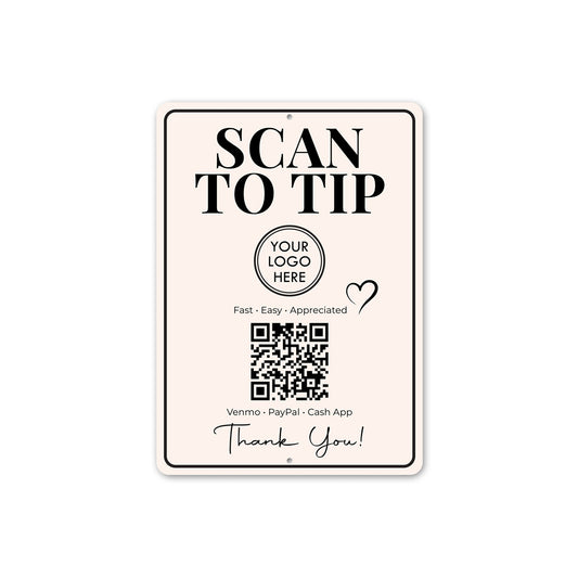 Scan To Tip QR Code Thank You Sign