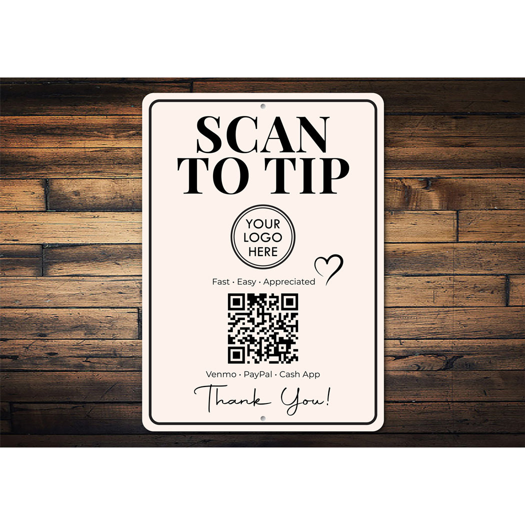 Scan To Tip QR Code Thank You Sign