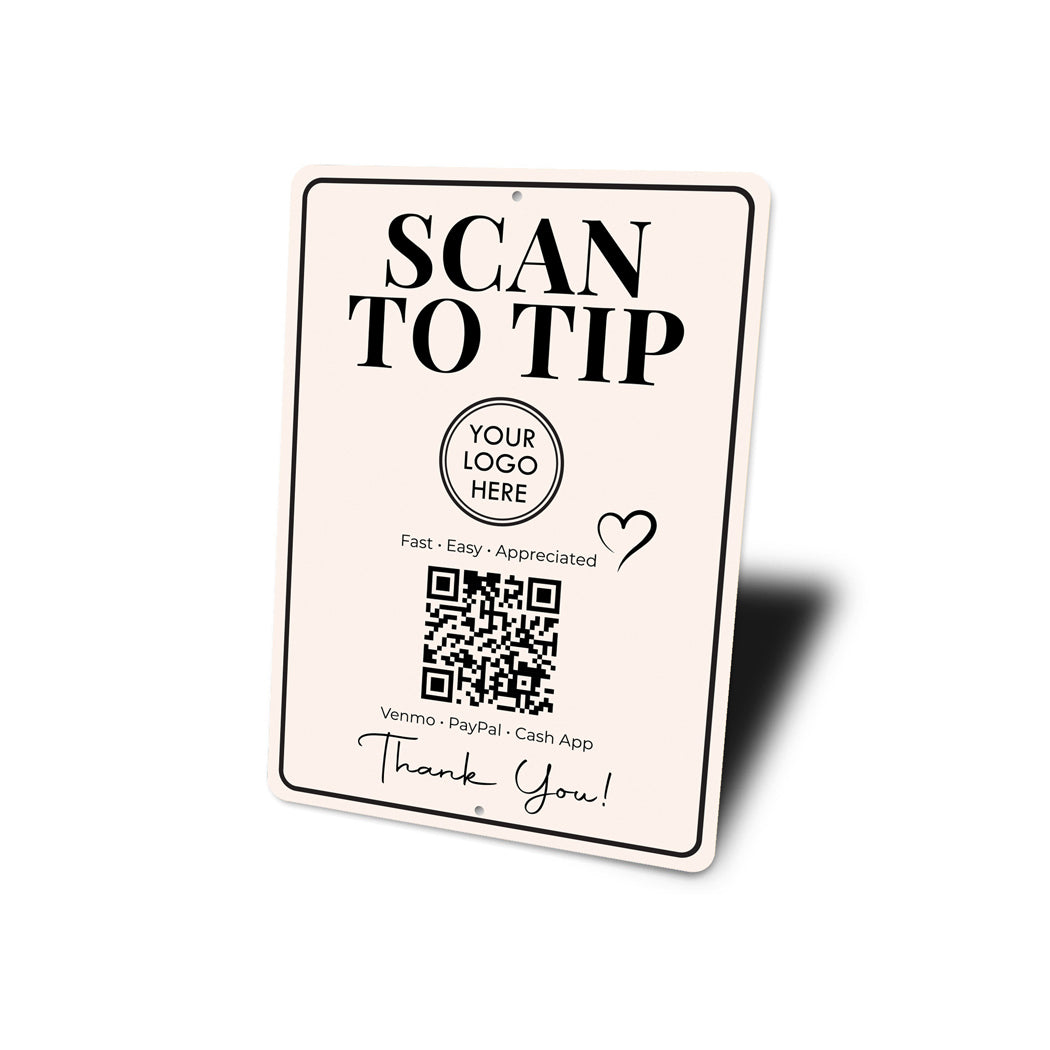 Scan To Tip QR Code Thank You Sign