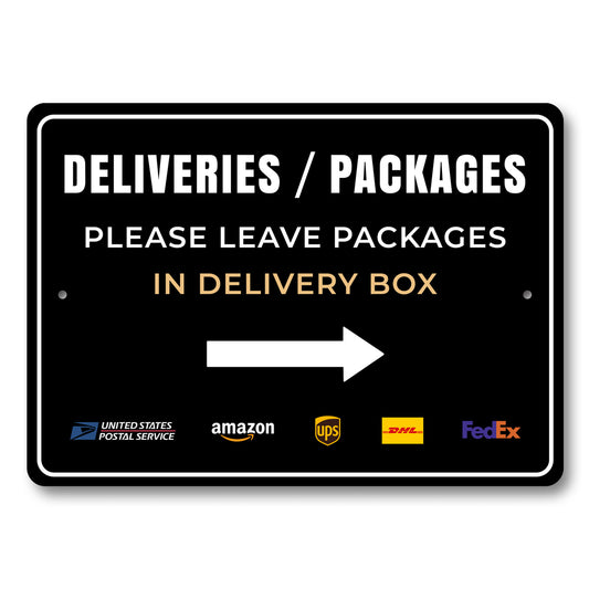 Deliveries Packages Please Leave In Delivery Box Arrow Sign