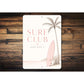 Surf Club Surfboard Palm Tree Sign