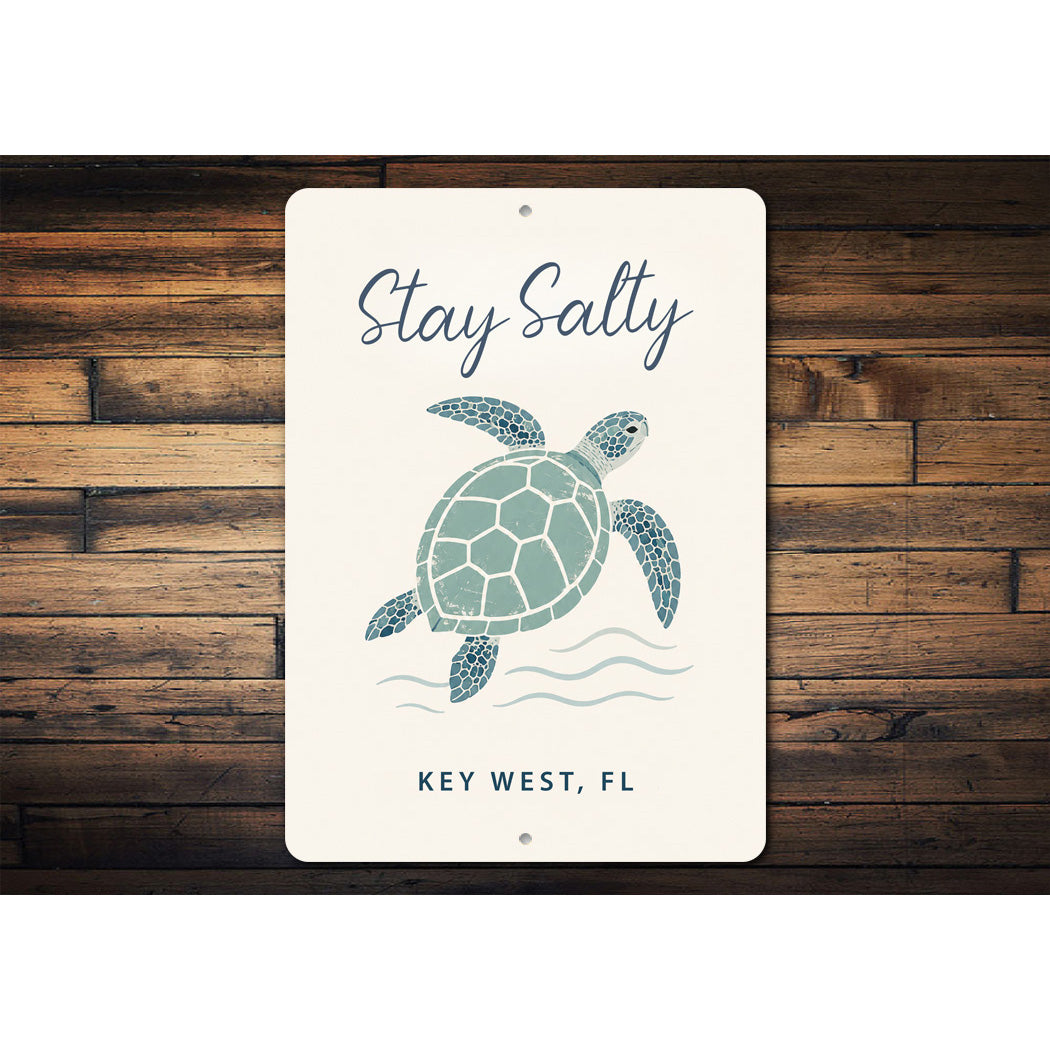 Turtle Stay Salty Waves Sign