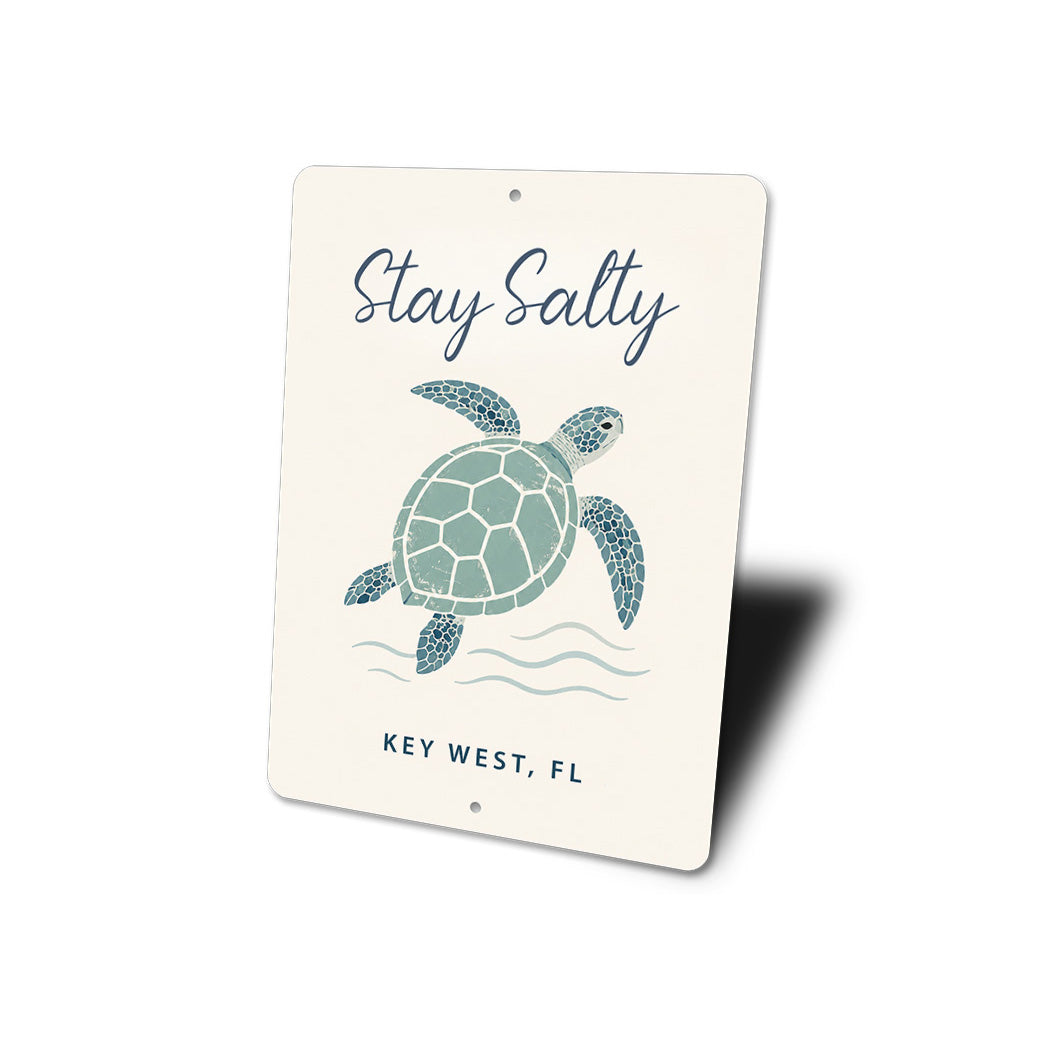 Turtle Stay Salty Waves Sign