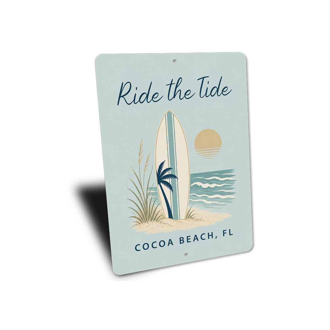 Beach Surfboard Sunset Ride The Tide Sign